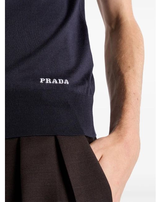 Prada Zijden Poloshirt in het Blue voor heren