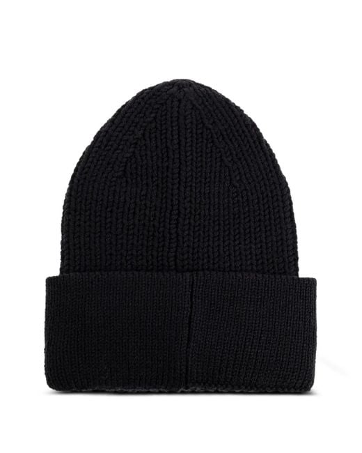 DSquared² Black Embroidered Ribbed-Knit Beanie for men