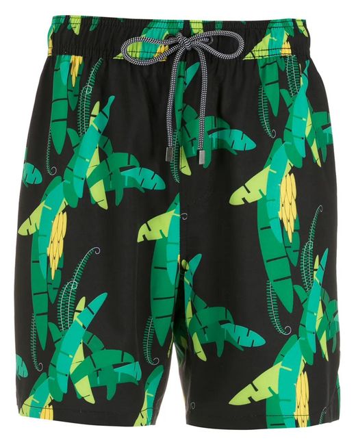 Amir Slama Green Leaf-Print Swim Shorts for men