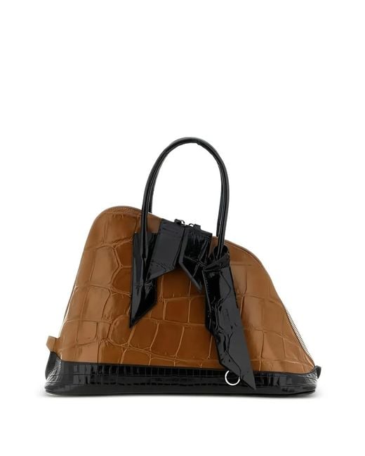 The Attico Brown Santa Ambroeus Croc-Effect Tote Bag