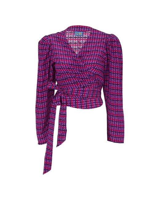 LHD Purple Gingham Tie Blouse