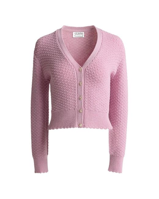 St. John Pink Perle Crepe Knit Cardigan