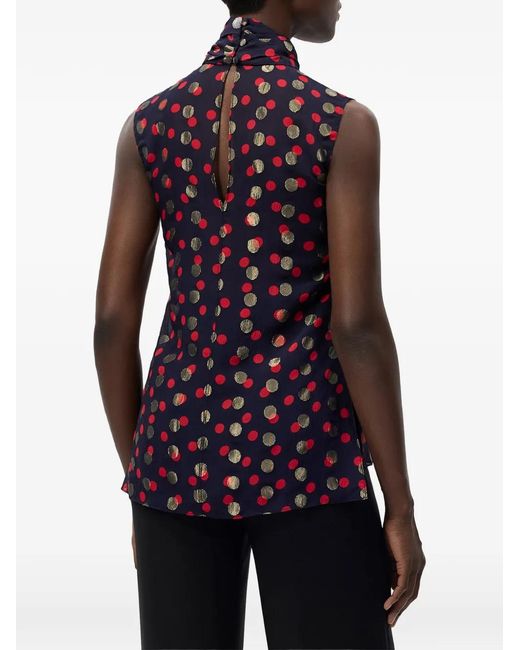 Adam Lippes Purple Swayze Polka-Dot Scarf-Neck Top