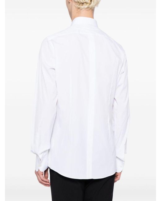 Dolce & Gabbana White Long-sleeved Cotton Shirt for men