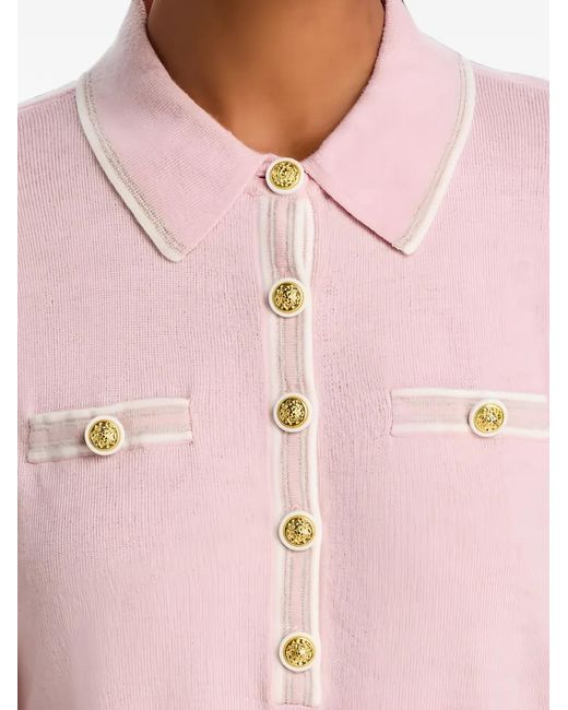 L'Agence Pink Masaki Cropped Polo Top