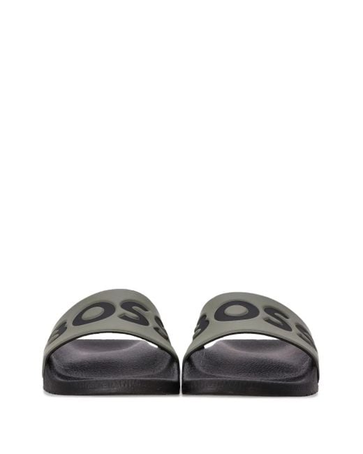 Boss Black Logo-Emed Slides for men