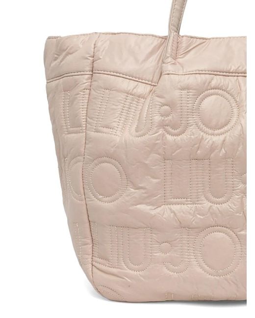 Liu Jo Natural Large Matte Nylon Tote Bag
