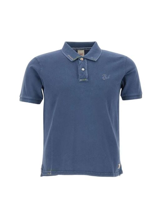 Bob Blue Embroidered-Logo Cotton Polo Shirt for men