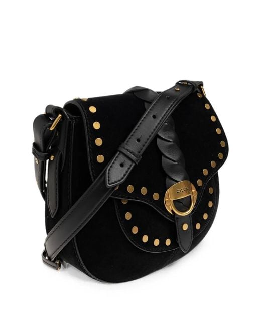 Isabel Marant Black Altay Stud-Embellished Leather Shoulder Bag