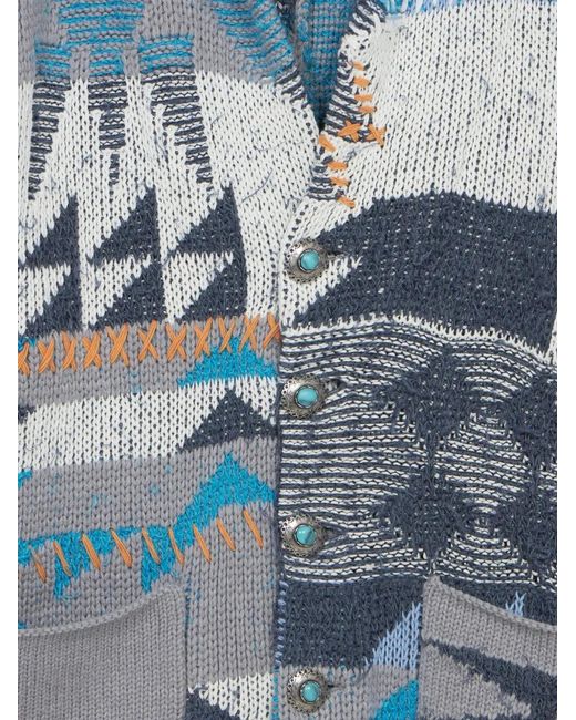 Fortela Blue Hoppy Crochet Fringed Cardigan