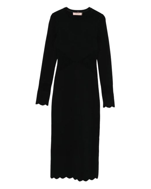 Vestido con borde festoneado Twinset de color Black