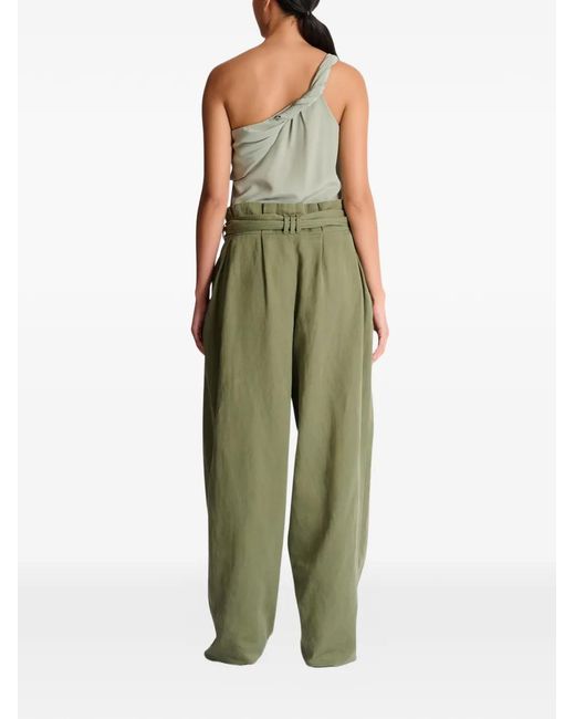 Balmain Green Self-Tie High-Waisted Trousers