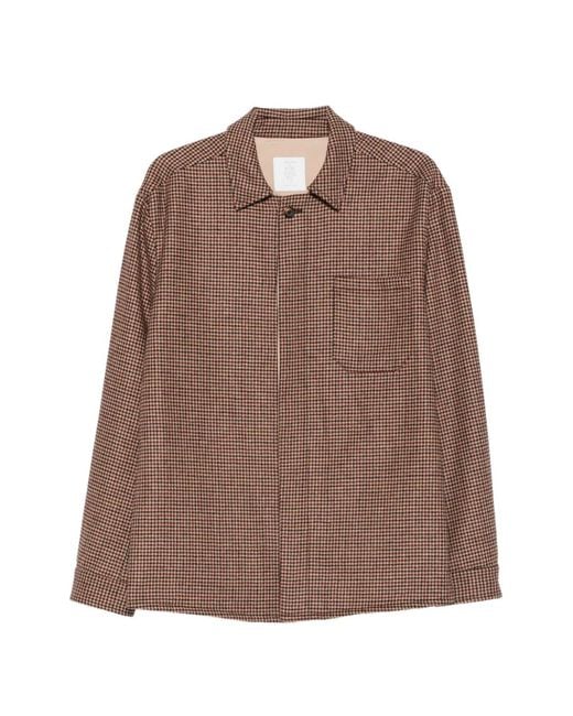 Eleventy Brown Houndstooth-Pattern Shirt Jacket for men