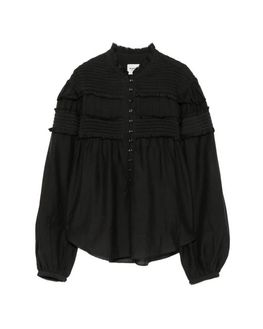 Isabel Marant Black Doane Ruffled Pleated Blouse