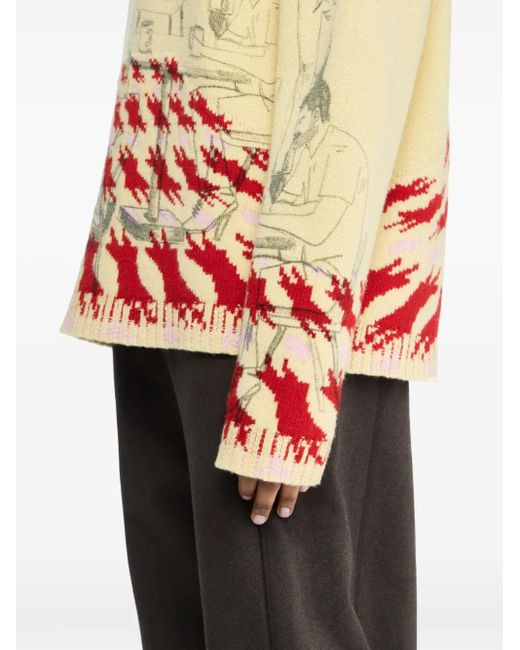 J.W. Anderson White Pullover mit Intarsienmuster