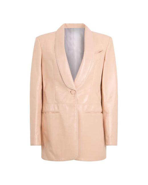 Philosophy Di Lorenzo Serafini Pink Notched-Collar Leather Blazer