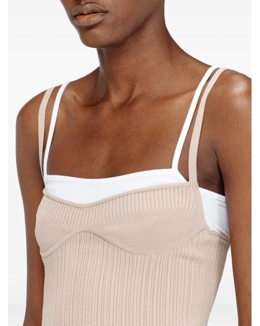 DIESEL Natural Neutrals Ribbed Square Neck Top