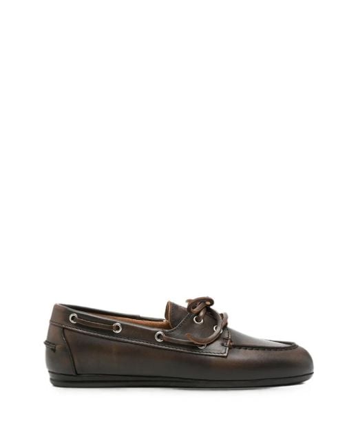 POSA White Lace-Up Leather Loafers
