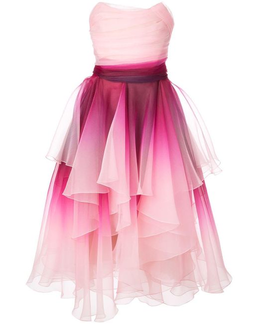 Marchesa Pink Ombré Print Dress