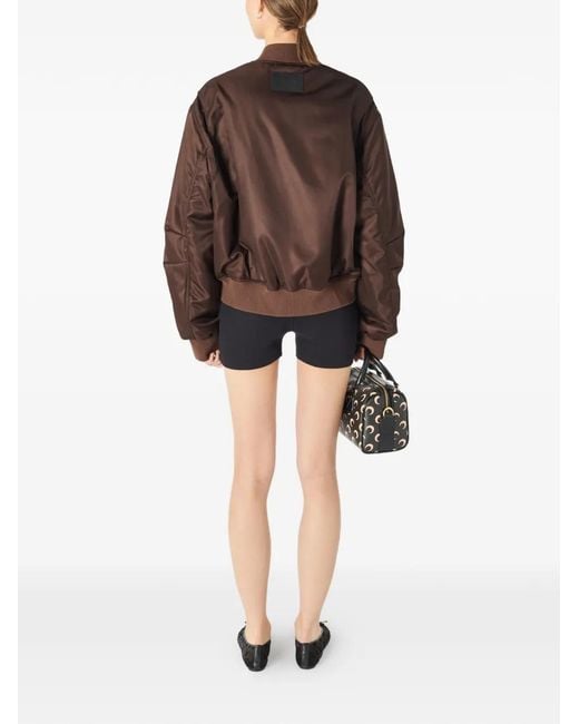 MARINE SERRE Brown Moon-Print Buttoned Bomber Jacket