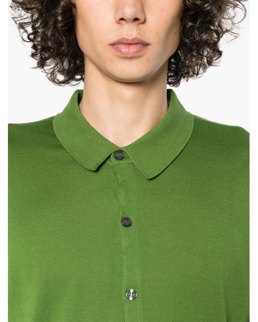 John Smedley Green Fine-knit Short-sleeved Shirt for men