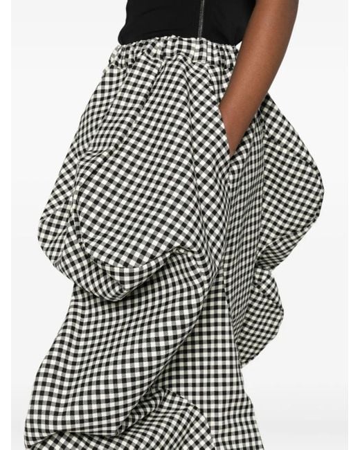Comme des Garçons Women's Gray Gingham-Pattern Gathered Skirt