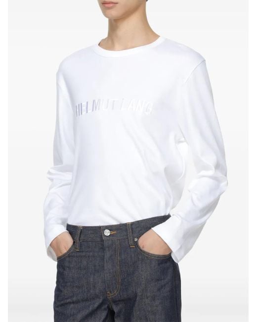 Helmut Lang White Logo-Embroidered T-Shirt for men