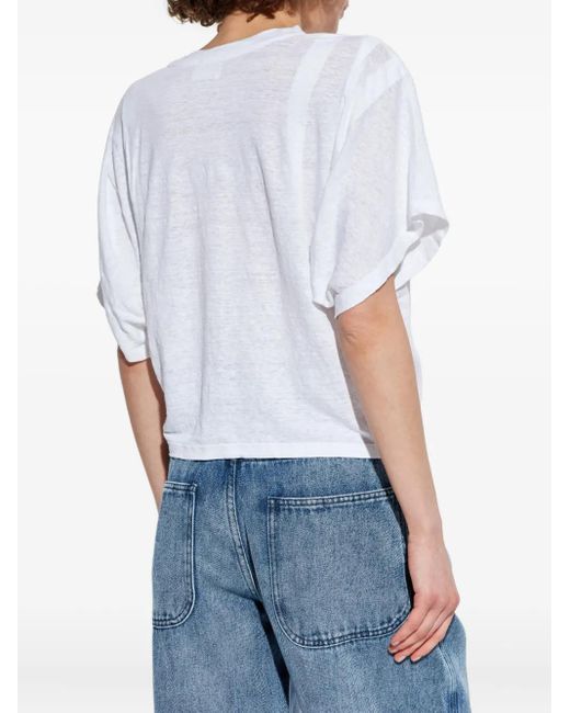 Isabel Marant White T-Shirt aus Leinen mit Logo-Print