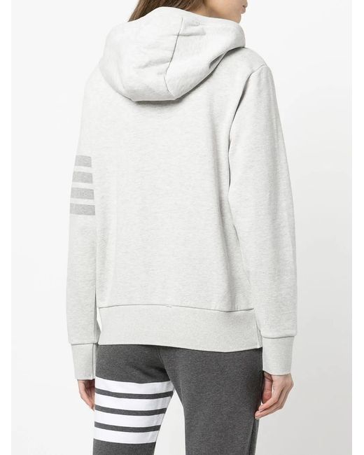 Thom Browne White 4-Bar Zip Hoodie