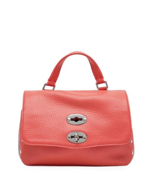 Zanellato Red Small Studded Postina Tote Bag