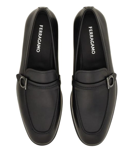 Ferragamo Black Gancini Loafers for men