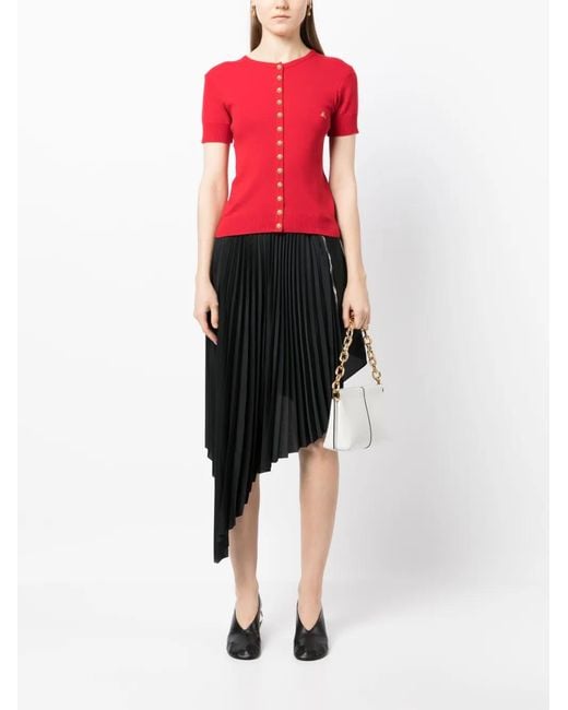 Agnes B. Red Buttoned-Down T-Shirt