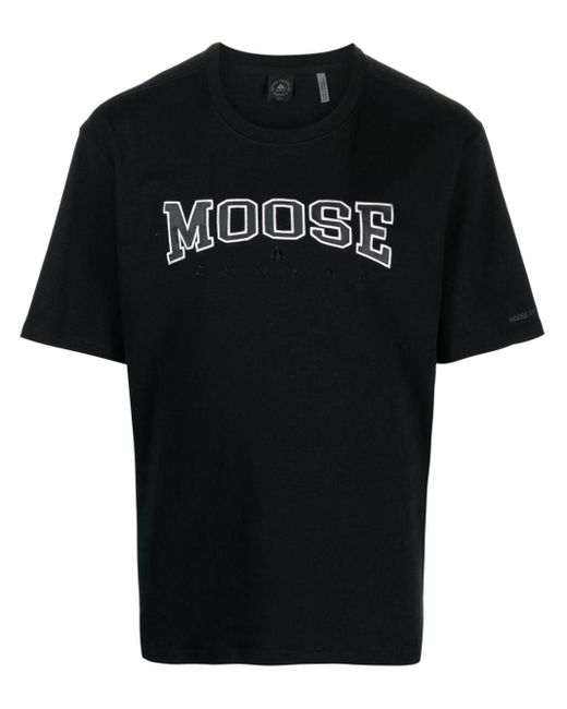 Moose Knuckles Black Logo-print Jersey T-shirt for men
