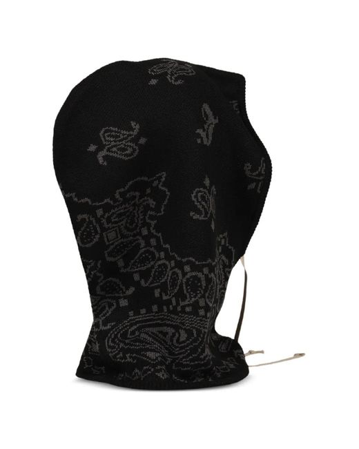JUN/NAKAYAMA Black Paisley-Print Drawstring Balaclava for men