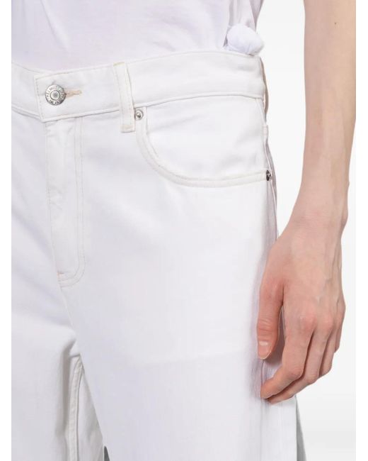 Helmut Lang White Jean Évasé À Effet Usé