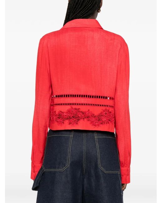 Ermanno Scervino Red Lace-insert Shirt