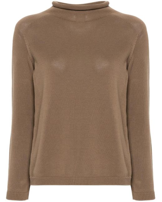 Max Mara Brown Roll-neck Cotton Jumper