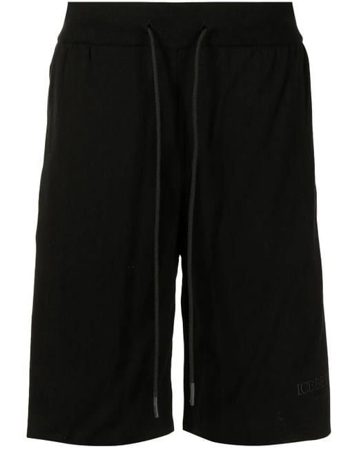 Iceberg Black Drawstring-Waist Track Shorts for men