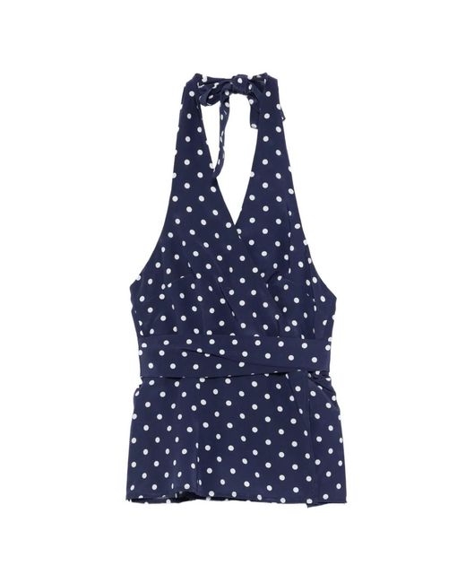 P.A.R.O.S.H. Blue Polka-Dot Halter Top