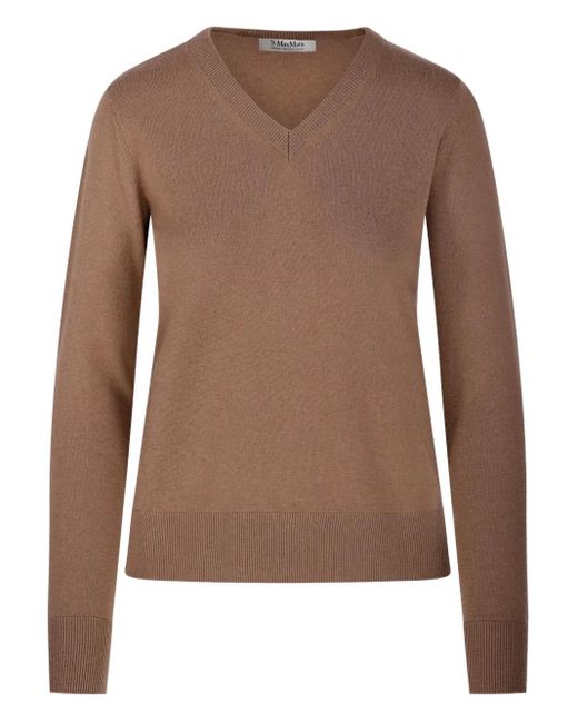 Max Mara Brown V-Neck Sweater