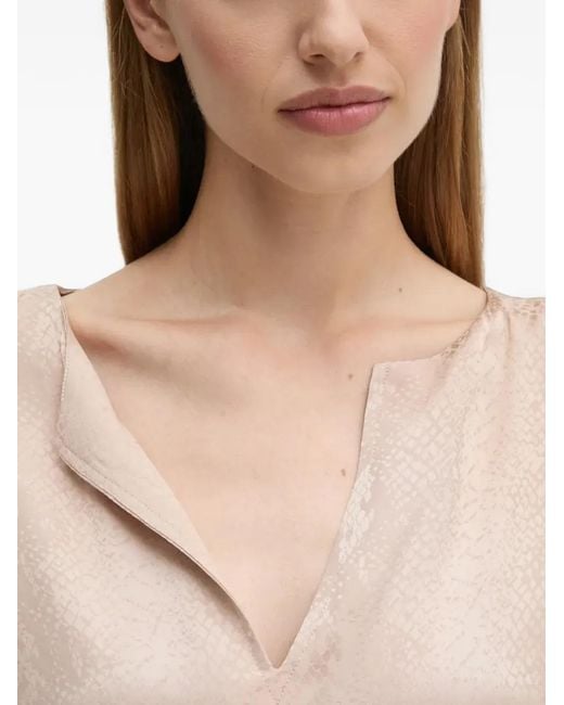 Sisley Natural V-Neck Snake-Pattern Blouse