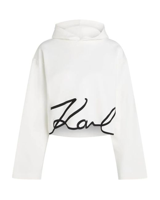 Felpa Con Cappuccio di Karl Lagerfeld in White