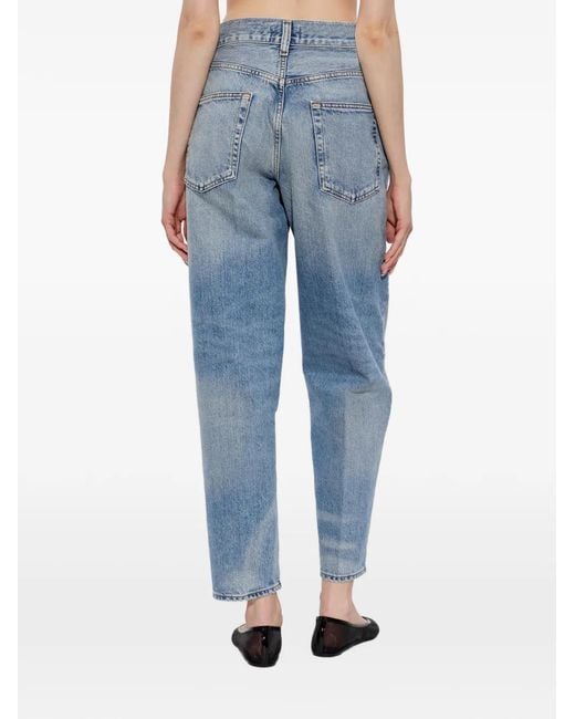 Agolde Blue Faded-Effect Tapered-Leg Jeans