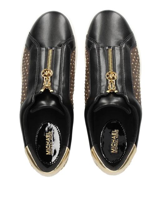 MICHAEL Michael Kors Black Keaton Zipped Studded Sneakers