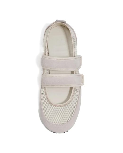 Bimba Y Lola White Touch-Strap Mesh Ballerina Shoes