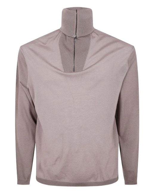 Emporio Armani Sweater Met Hoge Hals En Rits in het Gray voor heren