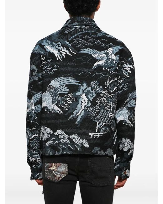 Amiri Black Crane Tapestry Jacket for men