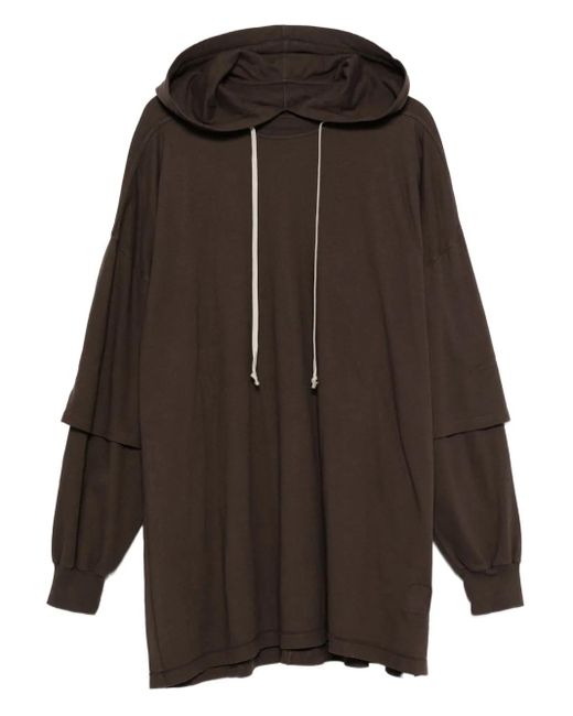 Rick Owens Brown Double-Layer Hoodie for men
