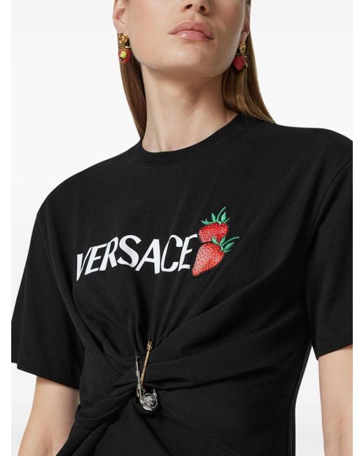 Versace Black Logo-Print Mini Dress