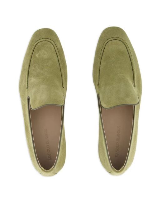 Manolo Blahnik Green Truro Suede Loafers for men